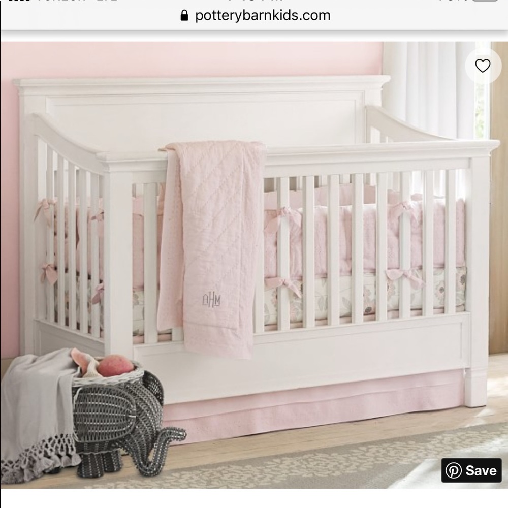 Pottery Barn Belgian Flax Pink Bumper Pad